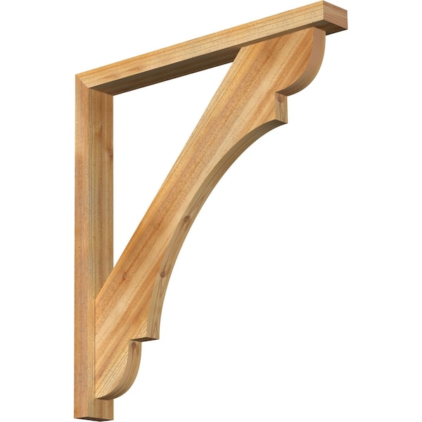 Ekena Millwork Olympic Block Rough Sawn Bracket w/ Offset Brace, Western Red Cedar, 4"W x 34"D x 38"H BKT0402X34X38OLY05RWR - main